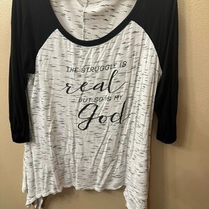 Women's Black and White Long Sleeve Tee